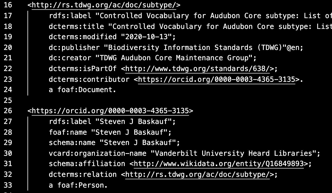 Audubon Core Subtype RDF